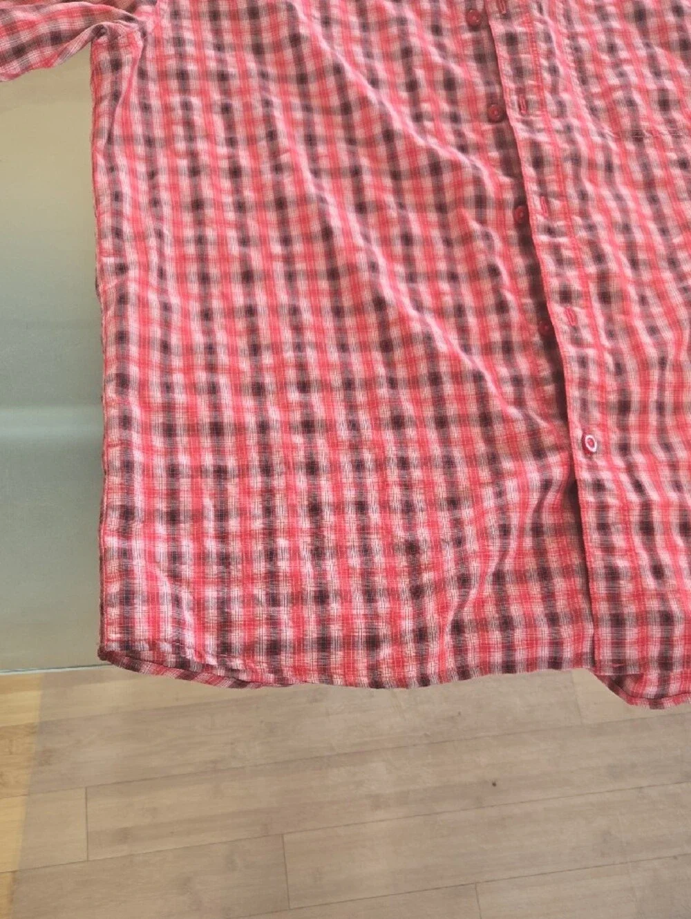 The North Face Men's Red Plaid Short-Sleeve Button-Down Shirt